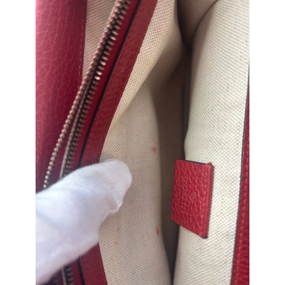 Gucci Red Leather Dionysus Shoulder Bag With Chain Strap & Embellished Tiger Hea - Picture 13 of 16
